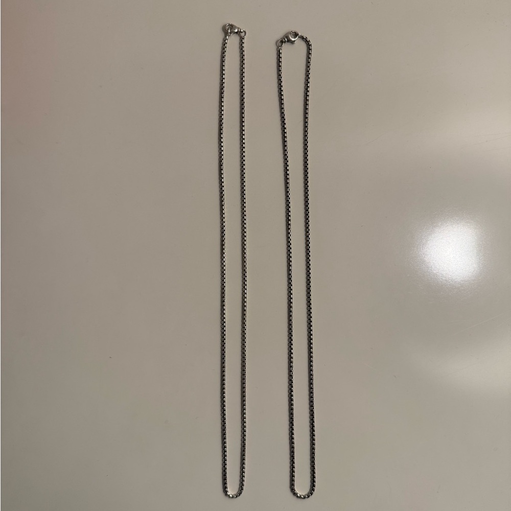 David Yurman Sterling Silver Box Chain Necklace (set of 2) - Silver